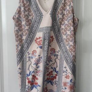 Altar'd State Pink and Blue Floral Midi Dress